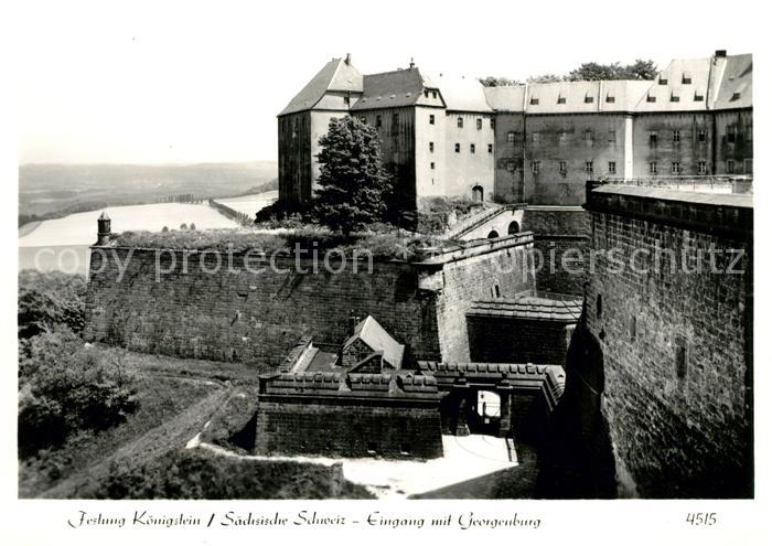 Ak Ansichtskarte Saechsische Schweiz Festung Koenigstein Eingang Mit