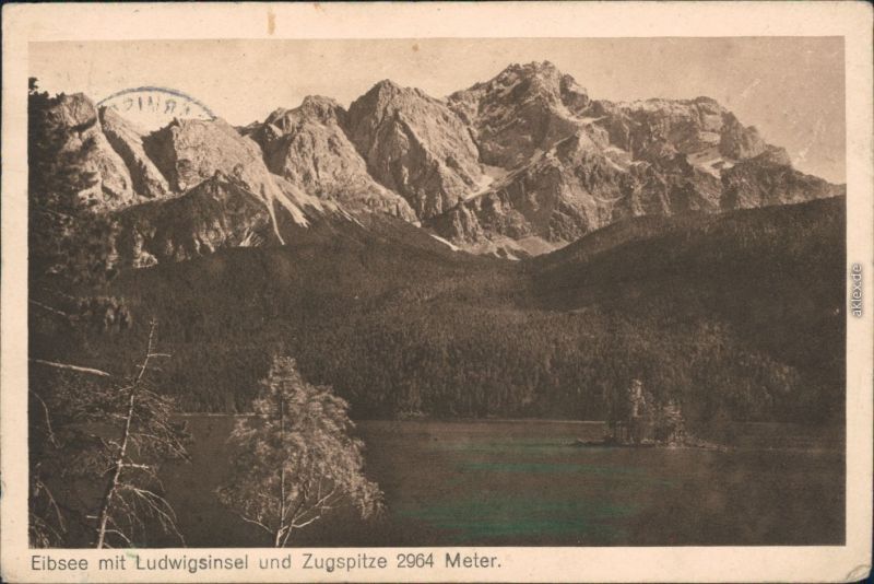 Garmisch Partenkirchen Eibsee Mit Ludwigsinsel Und Zugspitze Nr