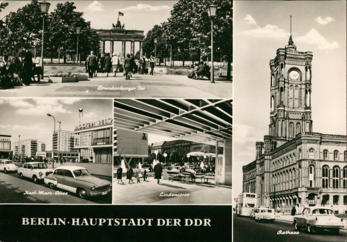 Berlin Mehrbild AK DDR Mit Lindencorso Brandenburger Tor Karl Marx