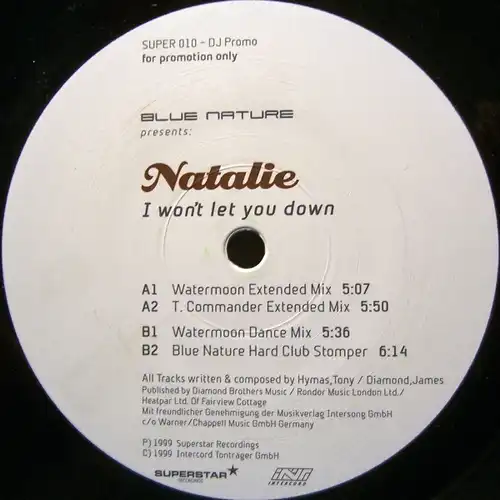 Blue Nature feat. Natalie - I Won't Let You Down [12" Maxi]