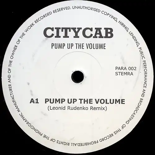 Citycab - Pump Up The Volume [12&quot; Maxi]