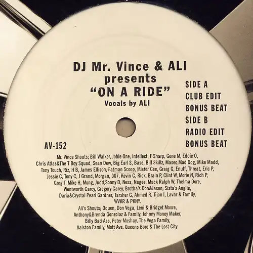 DJ Mr. Vince & Ali - On A Ride [12" Maxi]