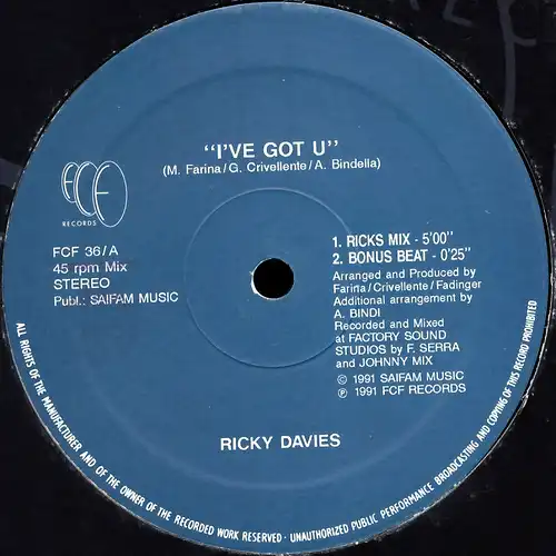 Davies, Ricky - I've Got U [12" Maxi]