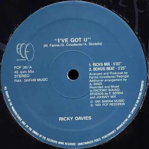 Davies, Ricky - I&#039;ve Got U [12&quot; Maxi]