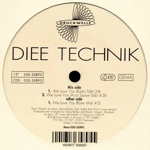 Diee Technik - We Love You [12" Maxi]
