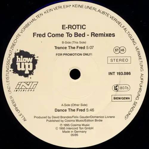 E-Rotic - Fred Come To Bed [12&quot; Maxi]