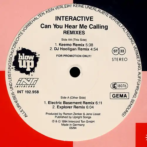 Interactive - Can You Hear Me Calling [12" Maxi]