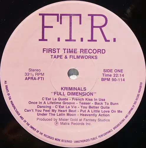 Dimension criminelle - Full Dimension [12" Maxi]