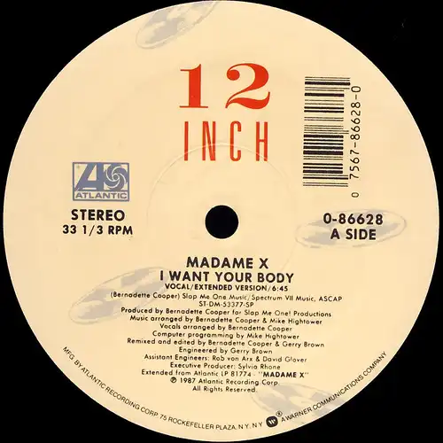 Madame X - I Want Your Body [12&quot; Maxi]