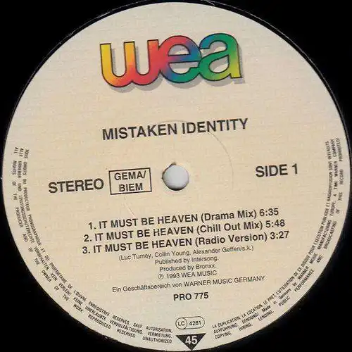 Mistaken Identity - It Must Be Heaven [12" Maxi]
