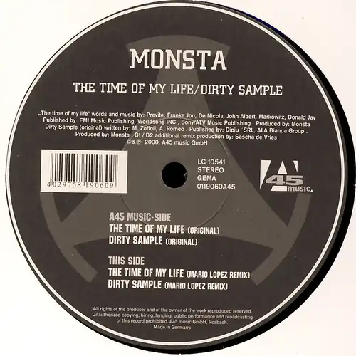 Monsta - The Time Of My Life / Dirty Sample [12" Maxi]