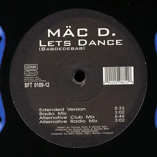 Mäc D. - Lets Dance (Babdedebab) [12" Maxi]