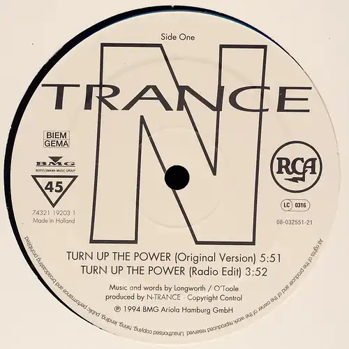 N-Trance - Turn Up The Power [12" Maxi]