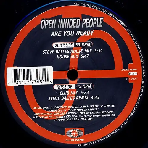 Open Minded People - Are You Ready [12" Maxi]