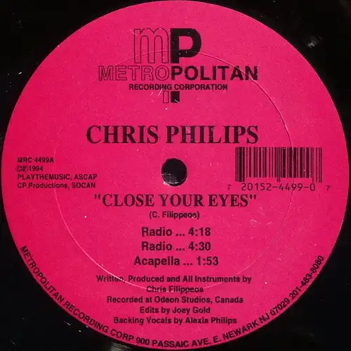 Phillips, Chris - Close Your Eyes [12&quot; Maxi]