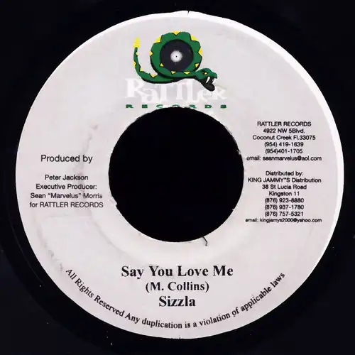 Sizzla - Say You Love Me [7&quot; Single]