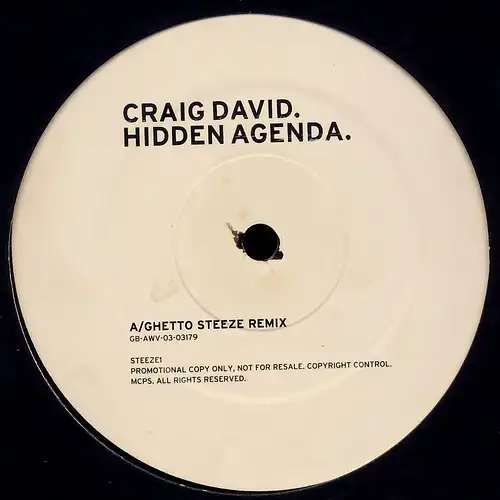 David, Craig - Hidden Agenda [12" Maxi]