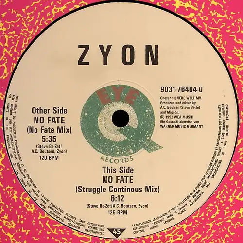 Zyon - No Fate [12&quot; Maxi]