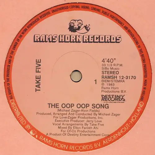 Take 5 - The Oop OOP Song / Join Us [12&quot; Maxi]