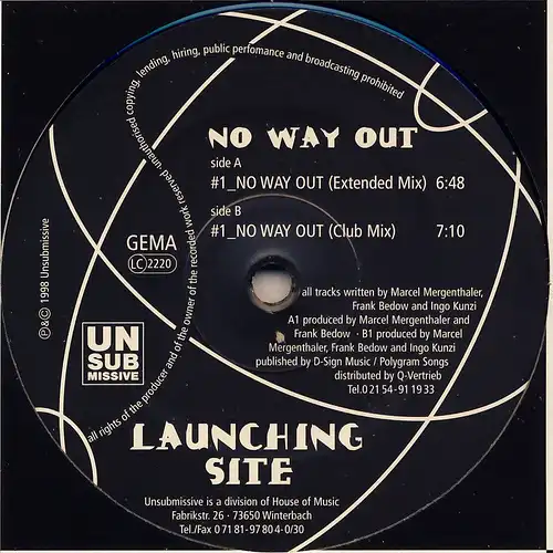 Site de lancement - No Way Out [12&quot; Maxi]