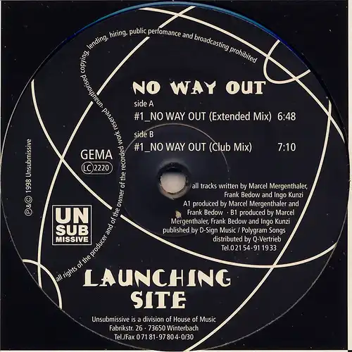 Site de lancement - No Way Out [12" Maxi]