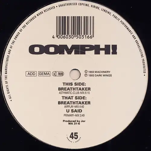 Oomph - Breathtaker [12" Maxi]