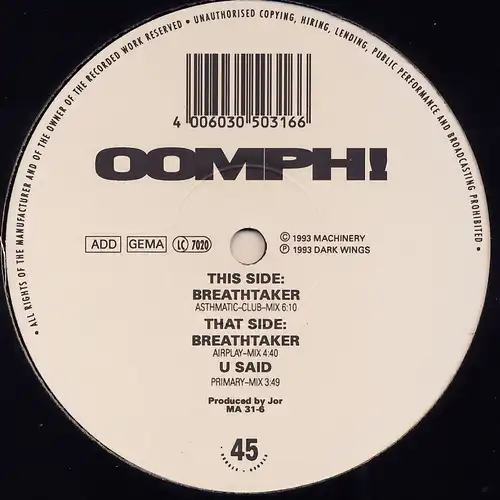 Oomph - Breathtaker [12&quot; Maxi]