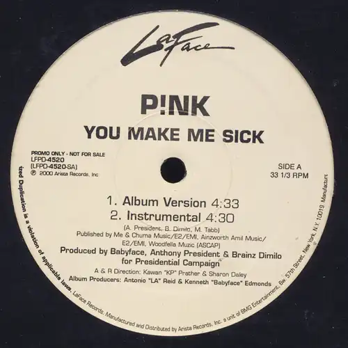 Pink - You Make Me Sick [12&quot; Maxi]