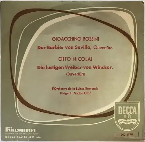 L'Orchestre De La Suisse Romande - Der Barbier Von Sevilla / Die Lustigen Weiber Von Windsor (Ouvertüre) [7" Single]