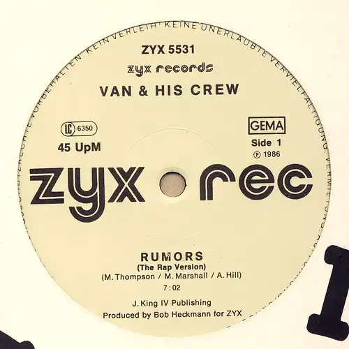 Van & His Crew - Rumors [12&quot; Maxi]