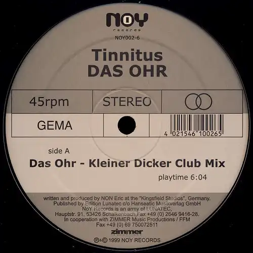 Tinnitus - Das Ohr [12" Maxi]