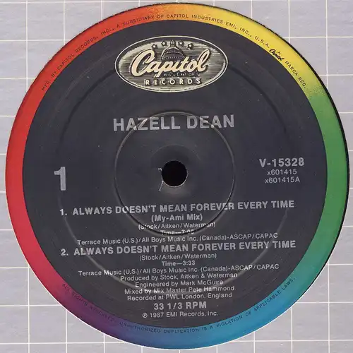 Dean, Hazell - Always Doesn&#039;t Mean Forever Every Time [12&quot; Maxi]