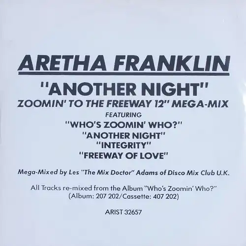 Franklin, Aretha - Another Night Megamix [12" Maxi]