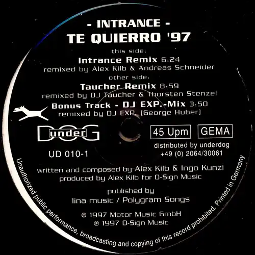 Intrance - Te Quierro '97 [12" Maxi]