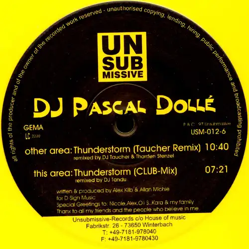 DJ Pascal Dollé - Thunderstorm [12" Maxi]