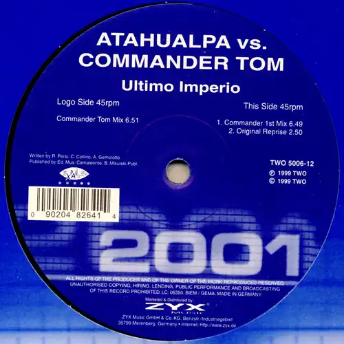 Atahualpa - Ultimo Imperio vs. Commander Tom [12" Maxi]