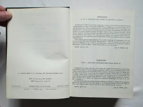 Editorial Herder: Technische Fachwörterbücher Spanisch (1.) Band I Deutsch-Spanisch + 2.) Band II Spanisch-Deutsch) / Editorial Herder: Diccionario Técnico Espanol
