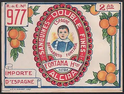 Etikett für spanische Orangen / Orangenkiste von ca. 1920 / orange crate label