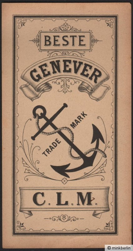 Gin Genever Etikett Portugal Beste Genever C.L.M ca.1920 # 1849
