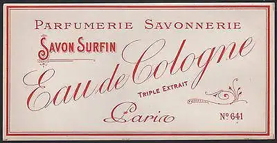 Etikett für Seife - Savon Eau de Cologne - soap label - étiquette de Savon #2323