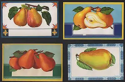 4 Etiketten für Konservendosen 1920er - Birnen / pears / poires - can labels