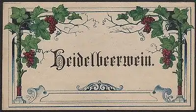 Etikett für Heidelbeerwein - Blueberry wine label - Étiquette - ca. 1900 #2498
