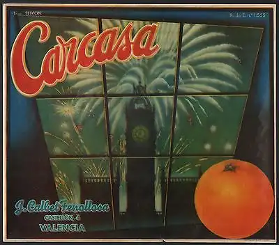 Etikett für spanische Orangen / Orangenkiste von ca. 1950 / orange crate label
