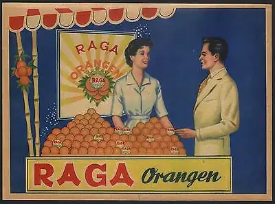 Etikett für spanische Orangen / Orangenkiste von ca. 1960 / orange crate label