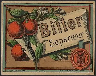 Likör Etikett - BITTER Superior - liqueur label - étiquette - ca1930 #1665
