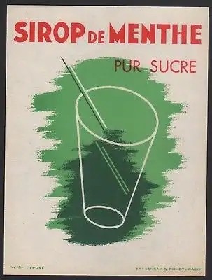 Etikett / Syrup label -  Sirop de Menthe / Pfefferminz - ca.1930 #2678