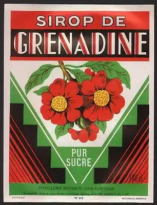 Etikett / Syrup label -  Sirop de Grenadine / Granatapfel - ca.1985 #2677