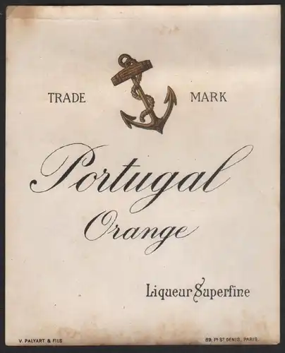PORTUGAL ORANGE - Etikett für Likör / liqueur label / etiquette  #2217