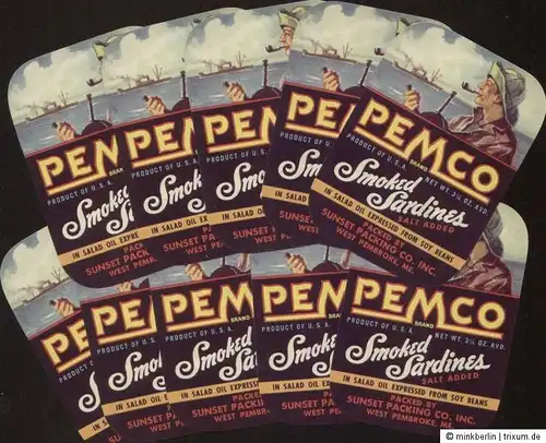 PEMCO Sardines - Etikett für Sardinendose - ca.1940 - label - étiquette #327