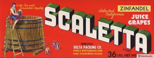 Etikett für Trauben - Kistenetikett - Scaletta Brand - USA ca.1970 # 928